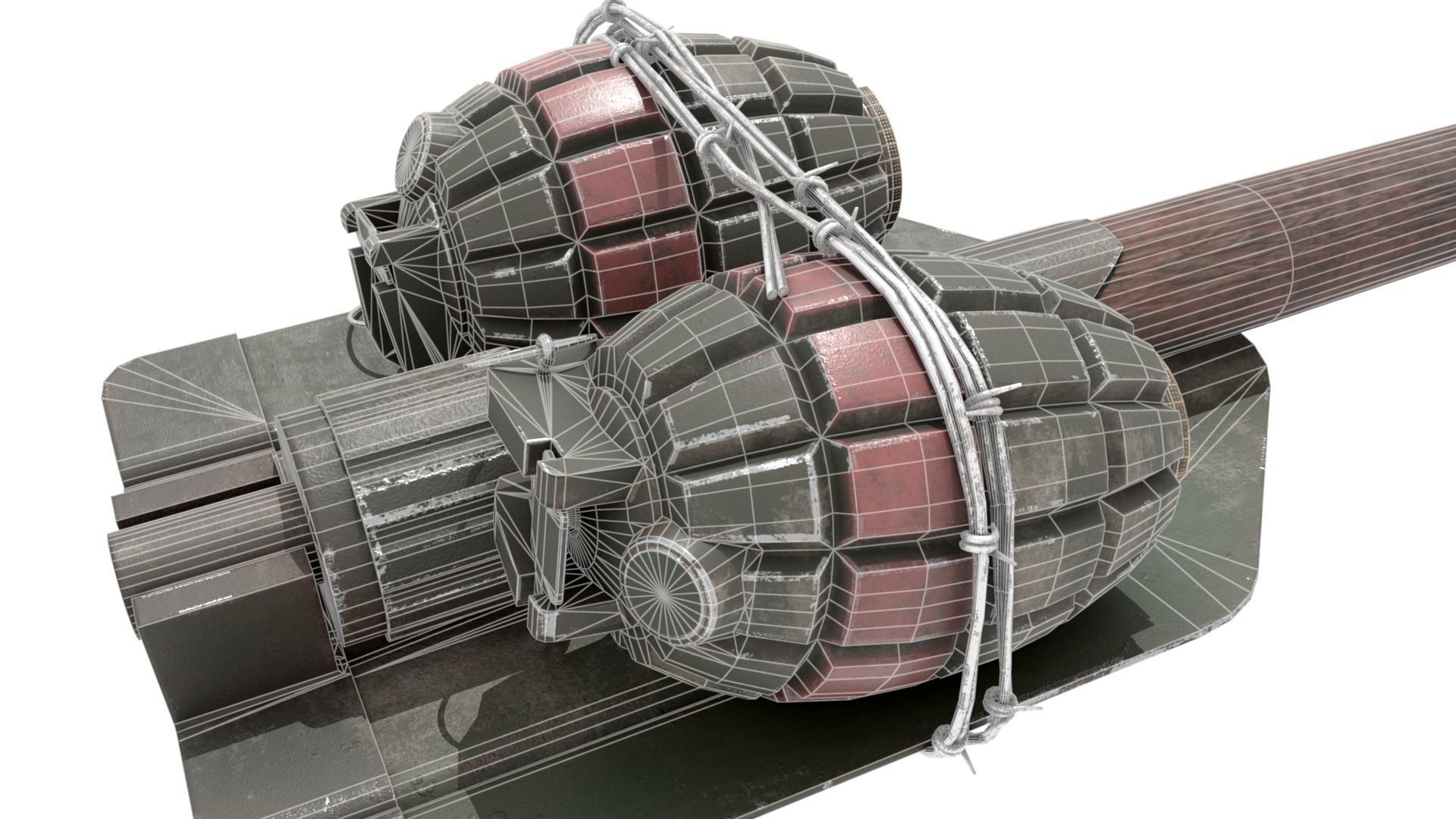 WW2 Improvised Exposive - Folding Shovel Stick Grenade 3D model_1