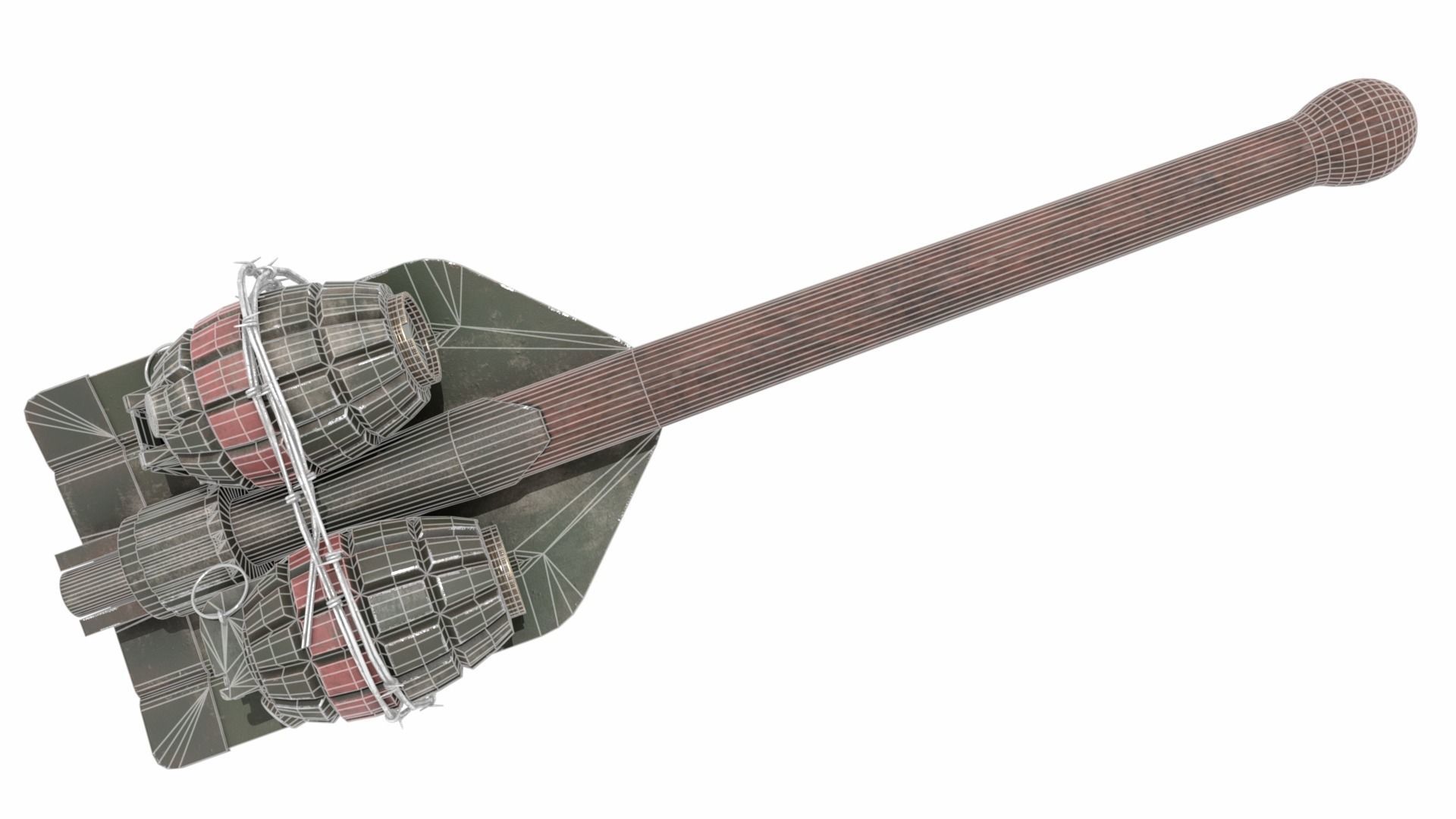 WW2 Improvised Exposive - Folding Shovel Stick Grenade 3D model_7