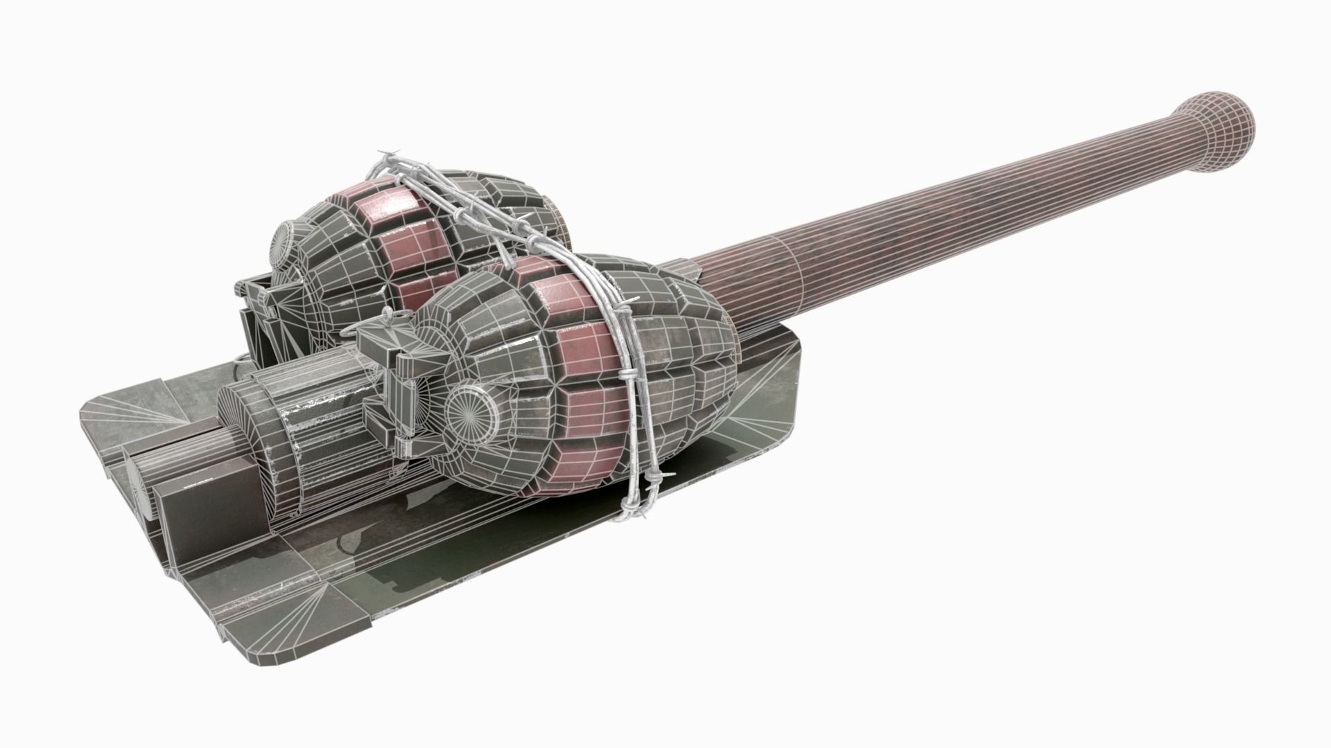 WW2 Improvised Exposive - Folding Shovel Stick Grenade 3D model_3