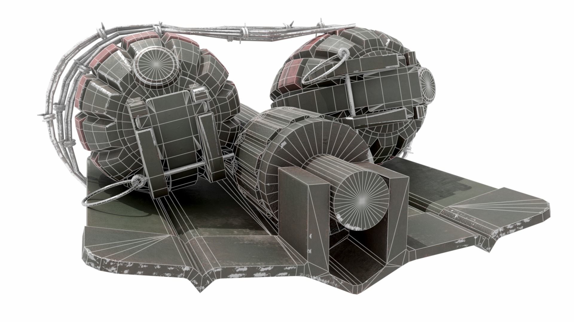 WW2 Improvised Exposive - Folding Shovel Stick Grenade 3D model_17