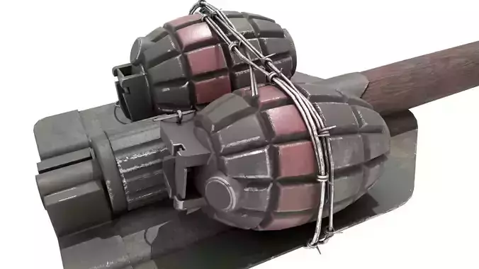 WW2 Improvised Exposive - Folding Shovel Stick Grenade