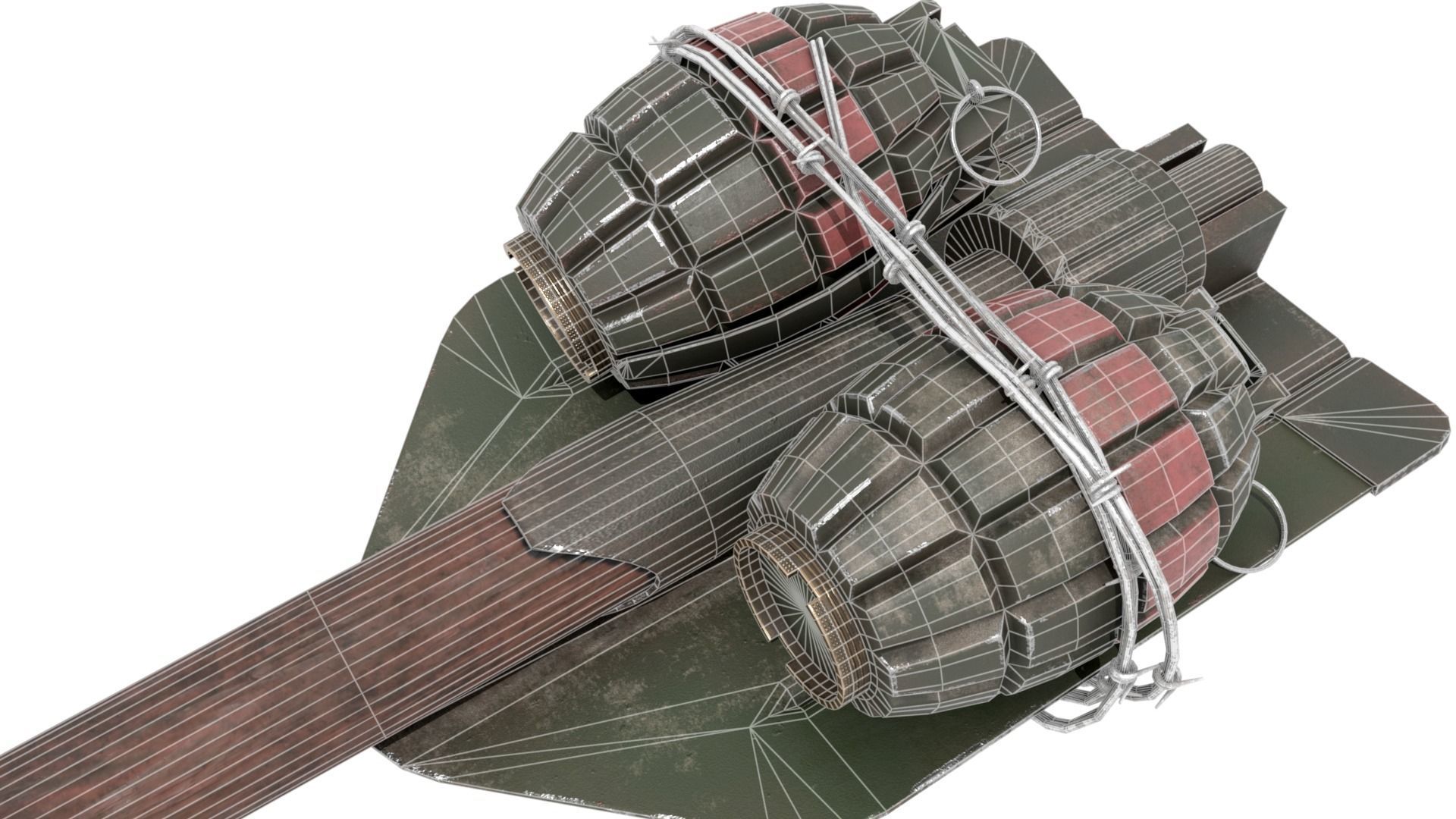 WW2 Improvised Exposive - Folding Shovel Stick Grenade 3D model_13