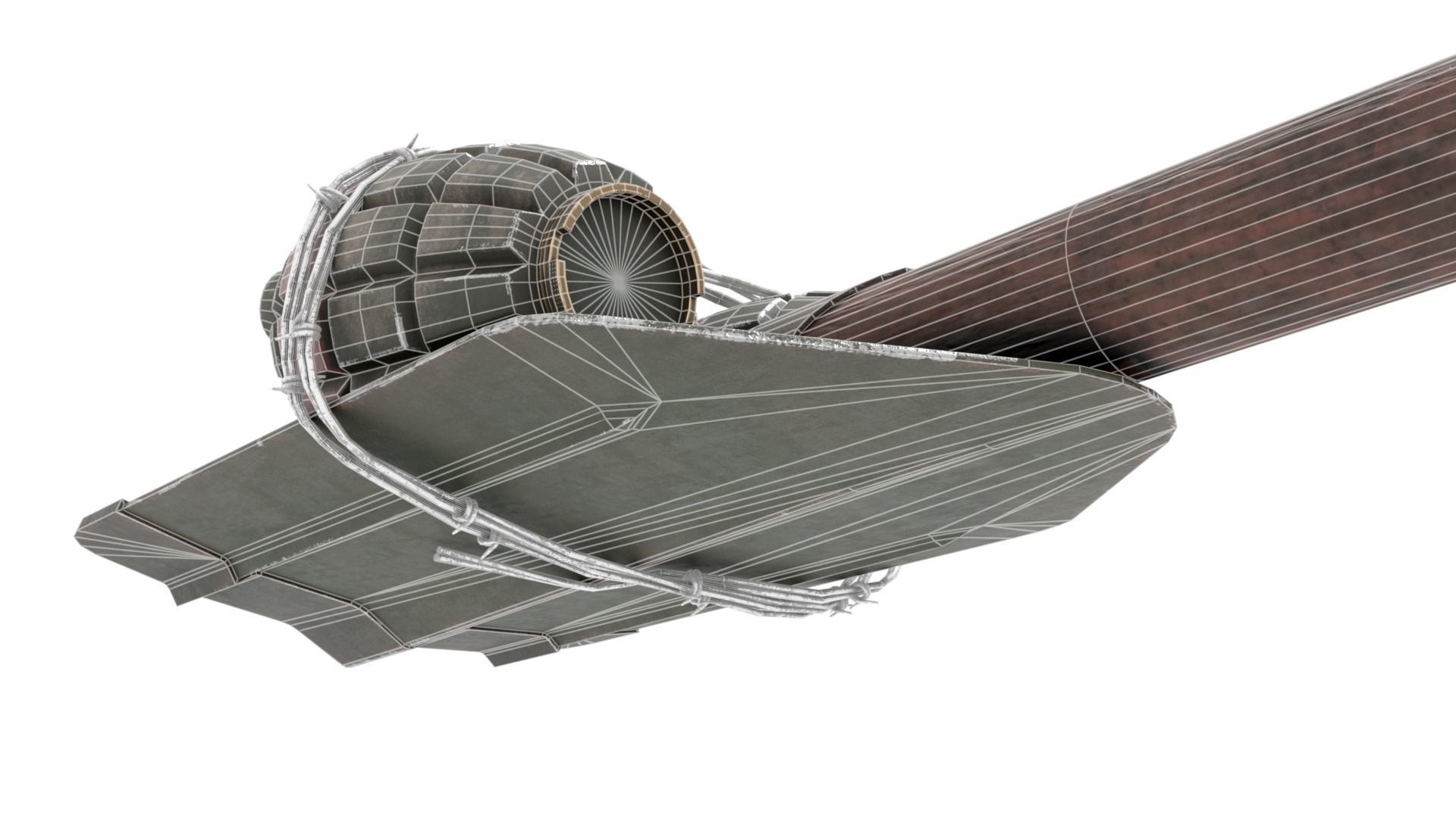 WW2 Improvised Exposive - Folding Shovel Stick Grenade 3D model_19