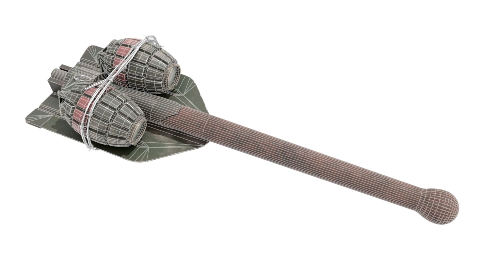WW2 Improvised Exposive - Folding Shovel Stick Grenade 3D model_9