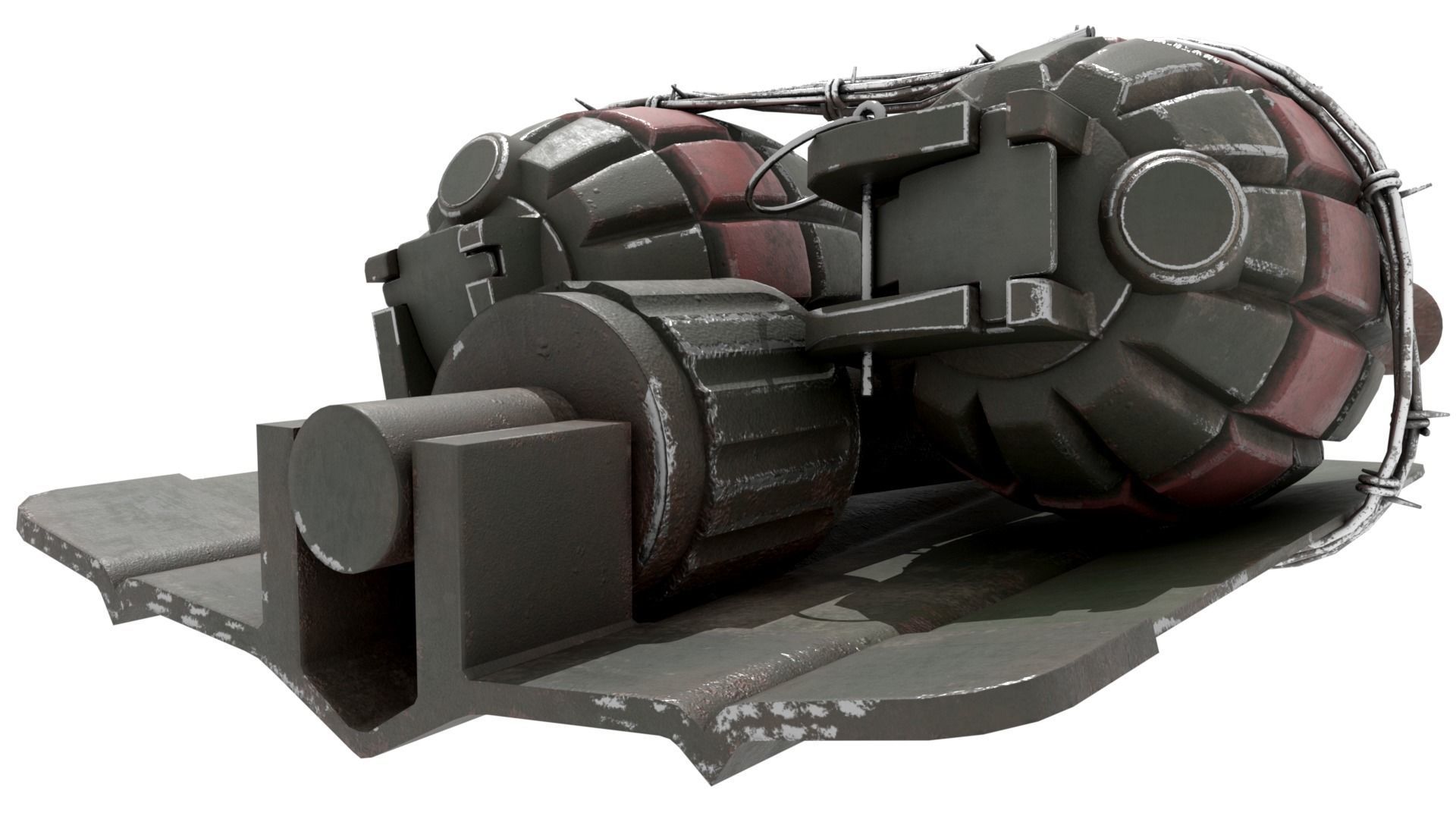 WW2 Improvised Exposive - Folding Shovel Stick Grenade 3D model_14