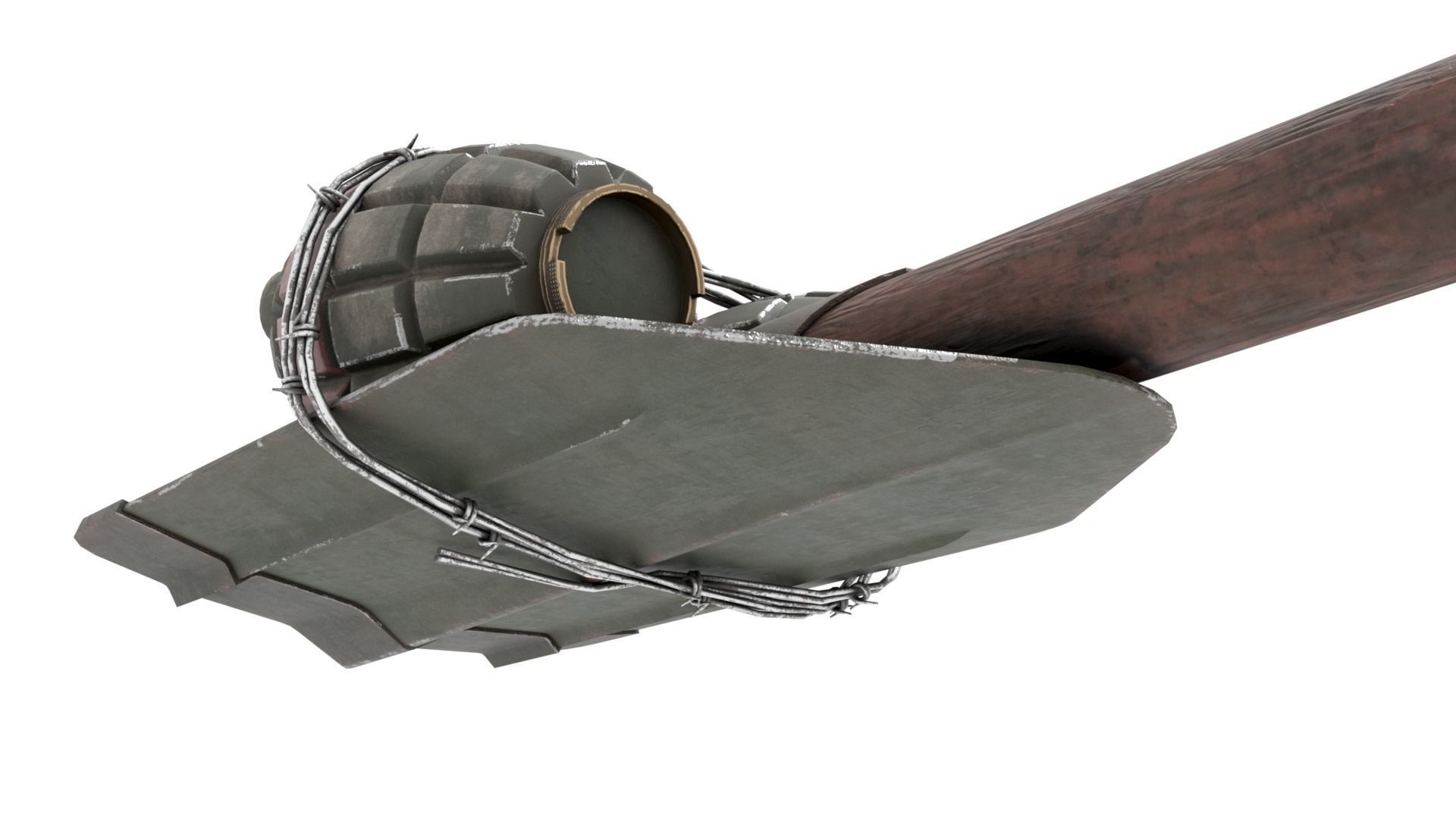 WW2 Improvised Exposive - Folding Shovel Stick Grenade 3D model_18