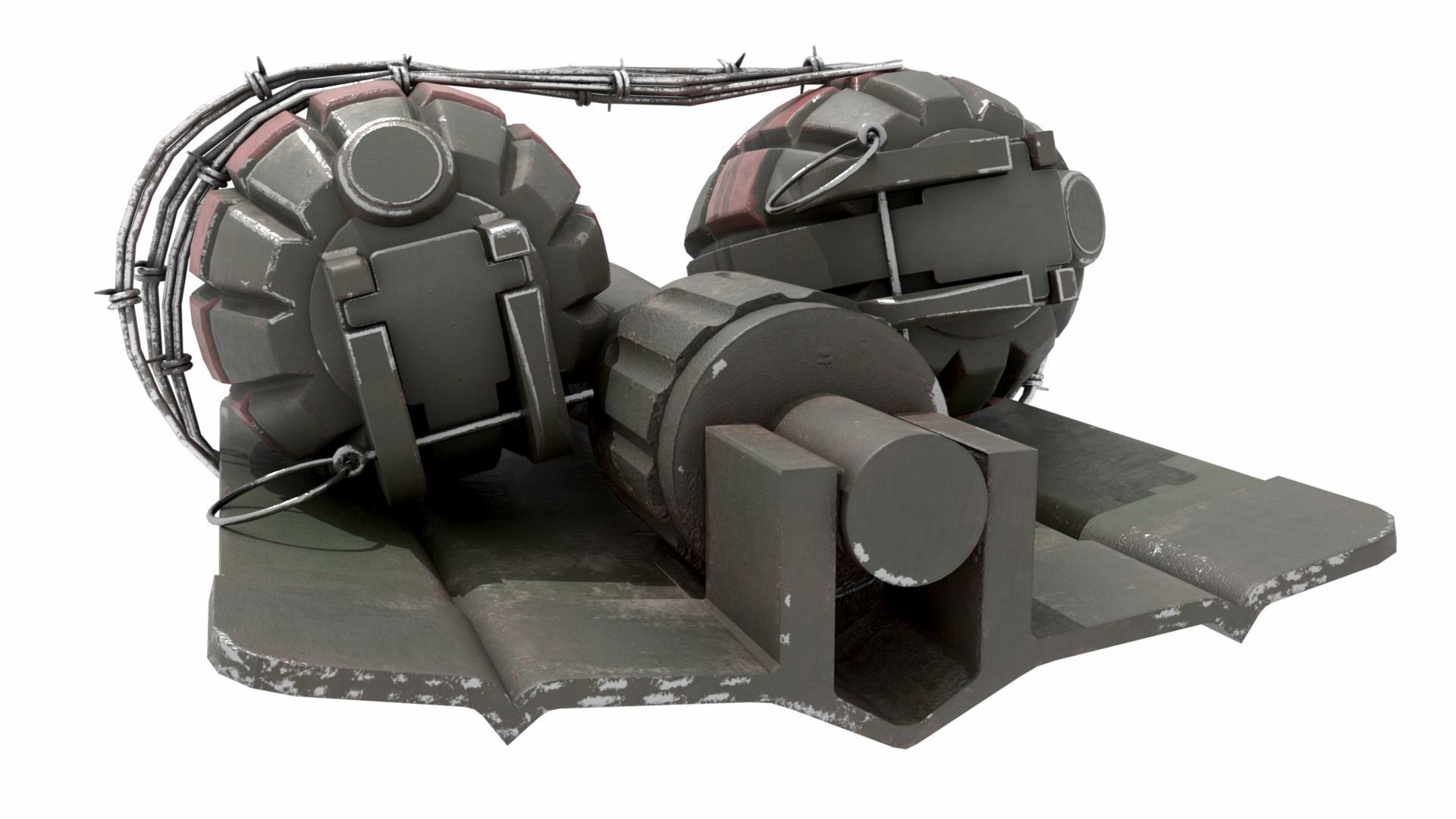 WW2 Improvised Exposive - Folding Shovel Stick Grenade 3D model_16