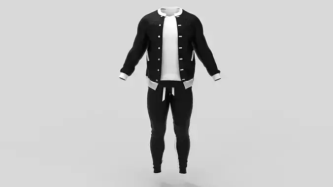 Casual Sweat Suit - Marvelous Designer - Project File Low-poly 3D model