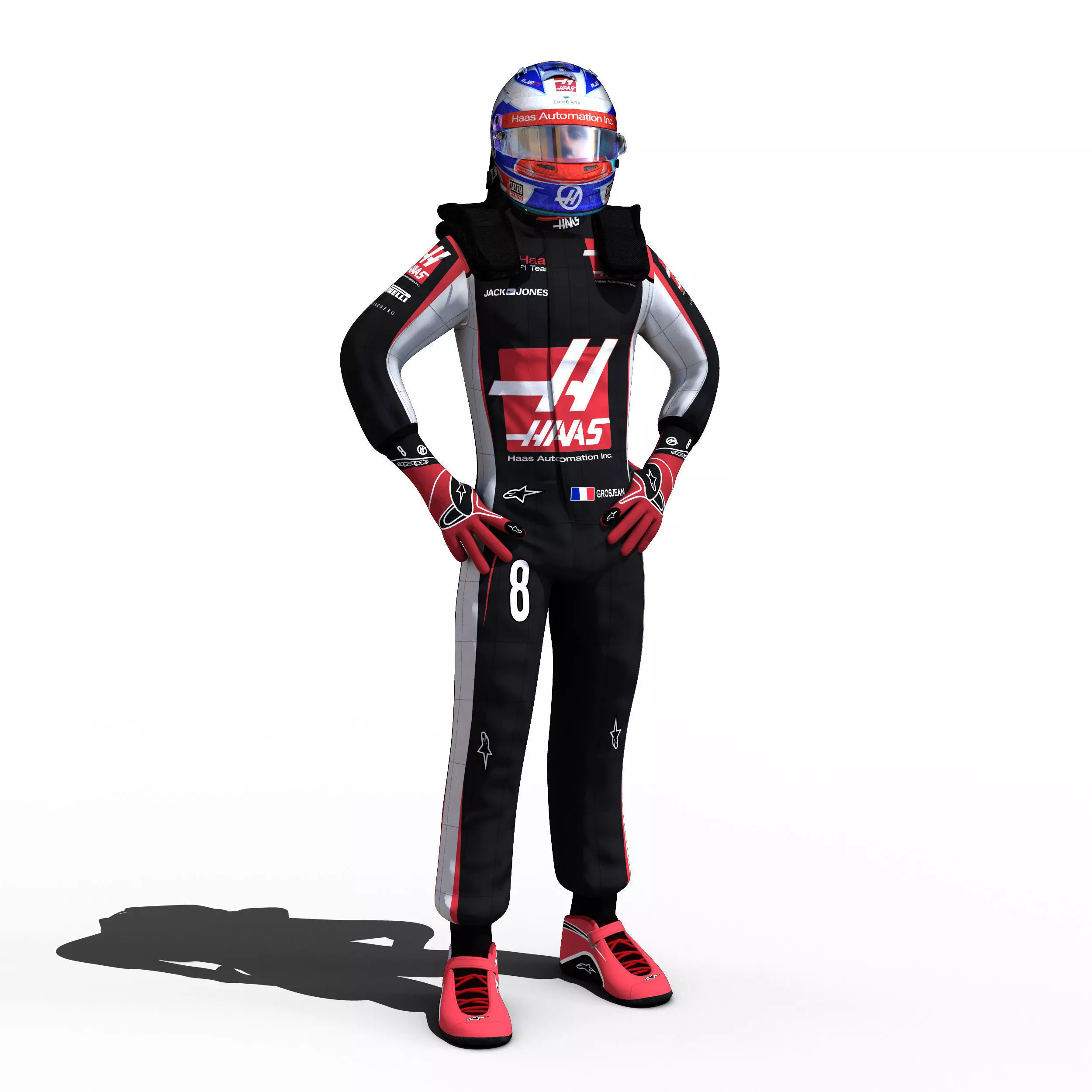 Romain Grosjean 2018 Low-poly 3D model_0