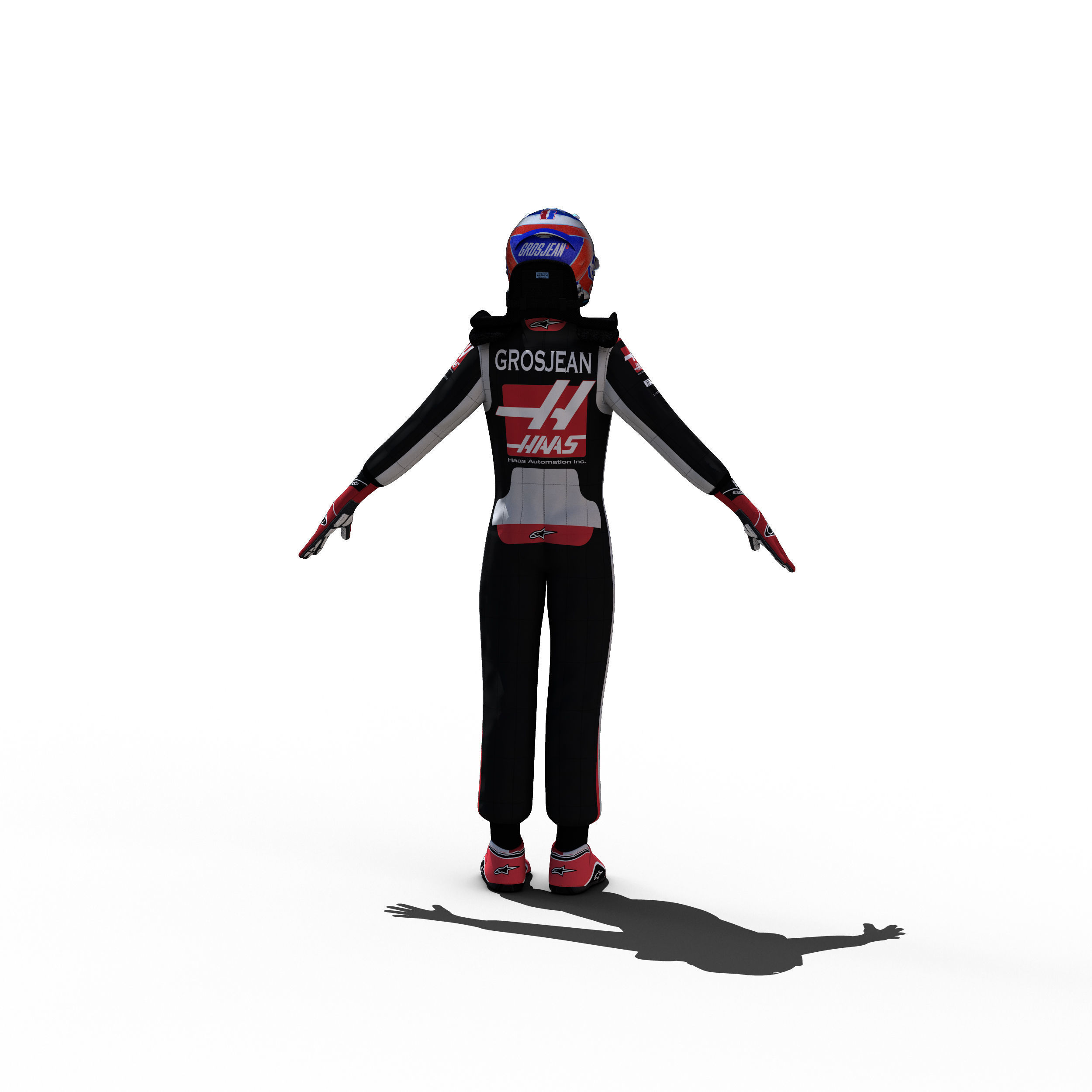 Romain Grosjean 2018 Low-poly 3D model_9