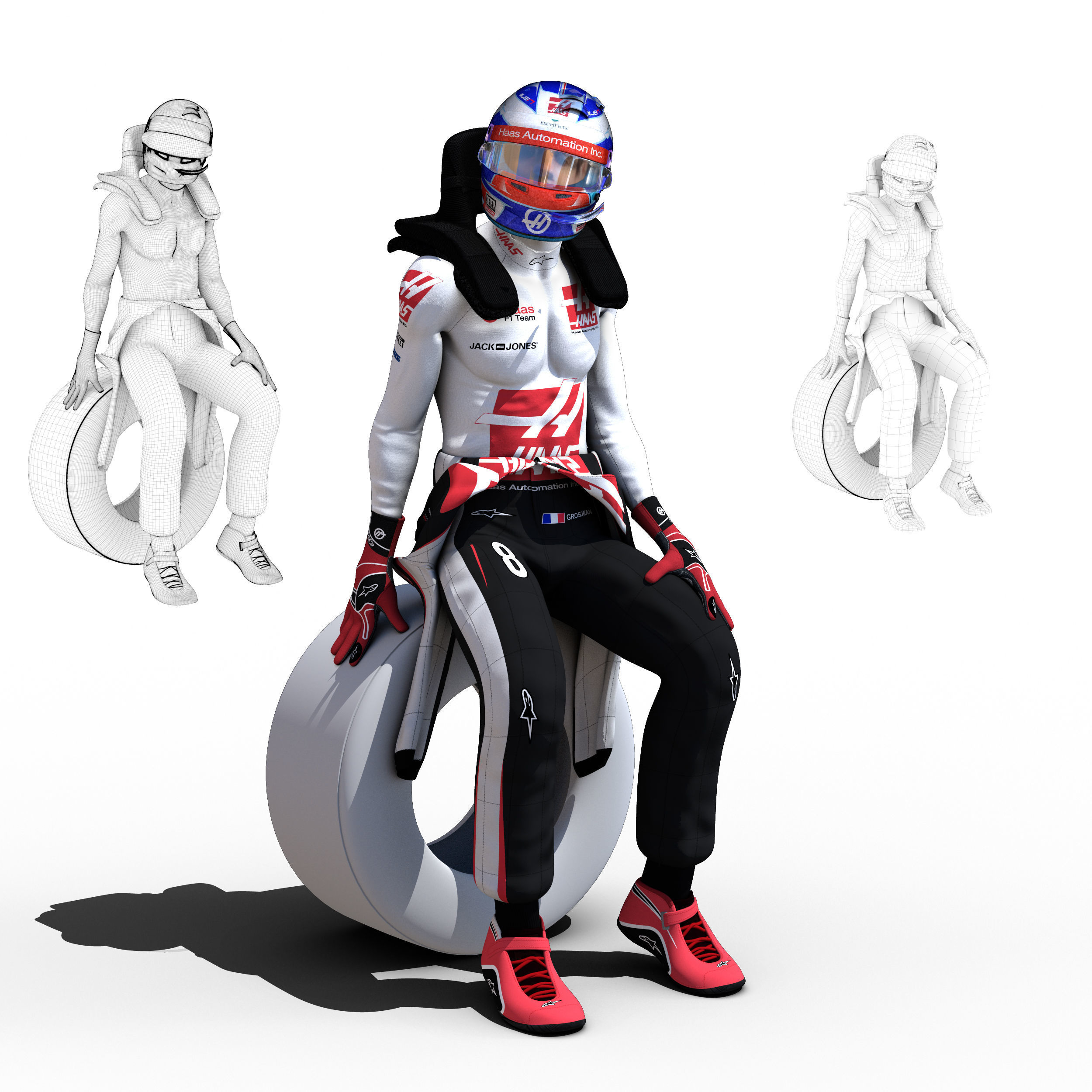 Romain Grosjean 2018 Low-poly 3D model_1