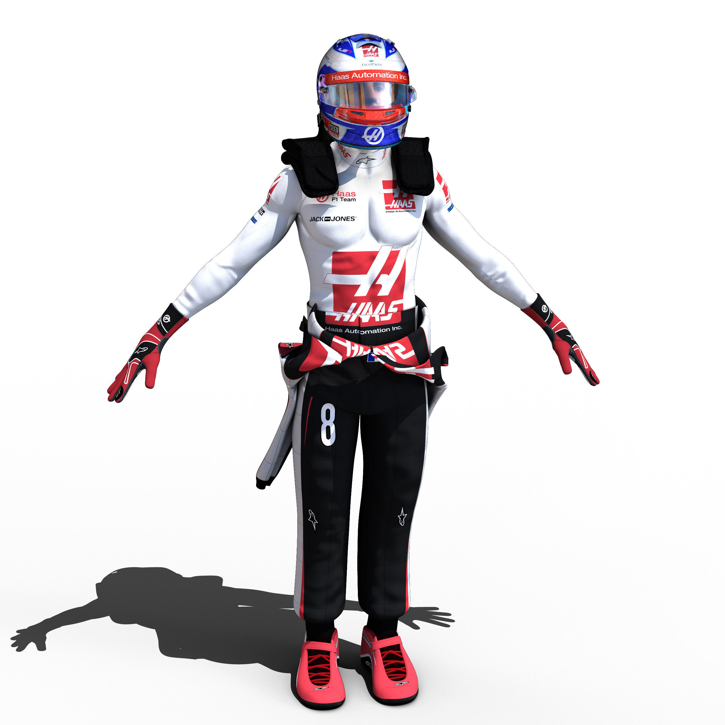 Romain Grosjean 2018 Low-poly 3D model_3