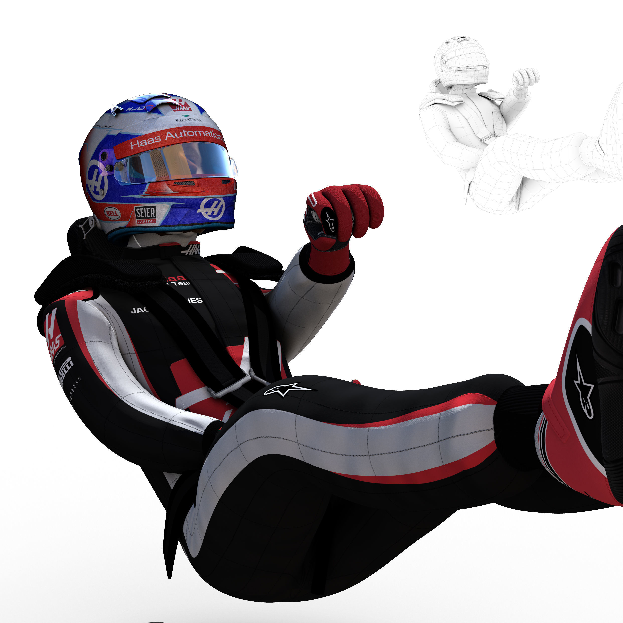 Romain Grosjean 2018 Low-poly 3D model_5