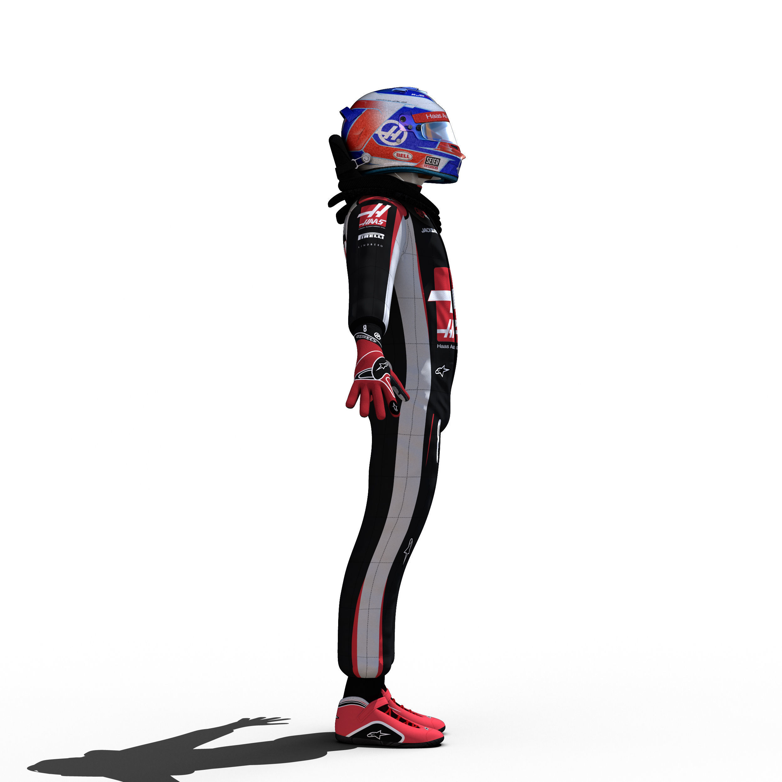 Romain Grosjean 2018 Low-poly 3D model_7