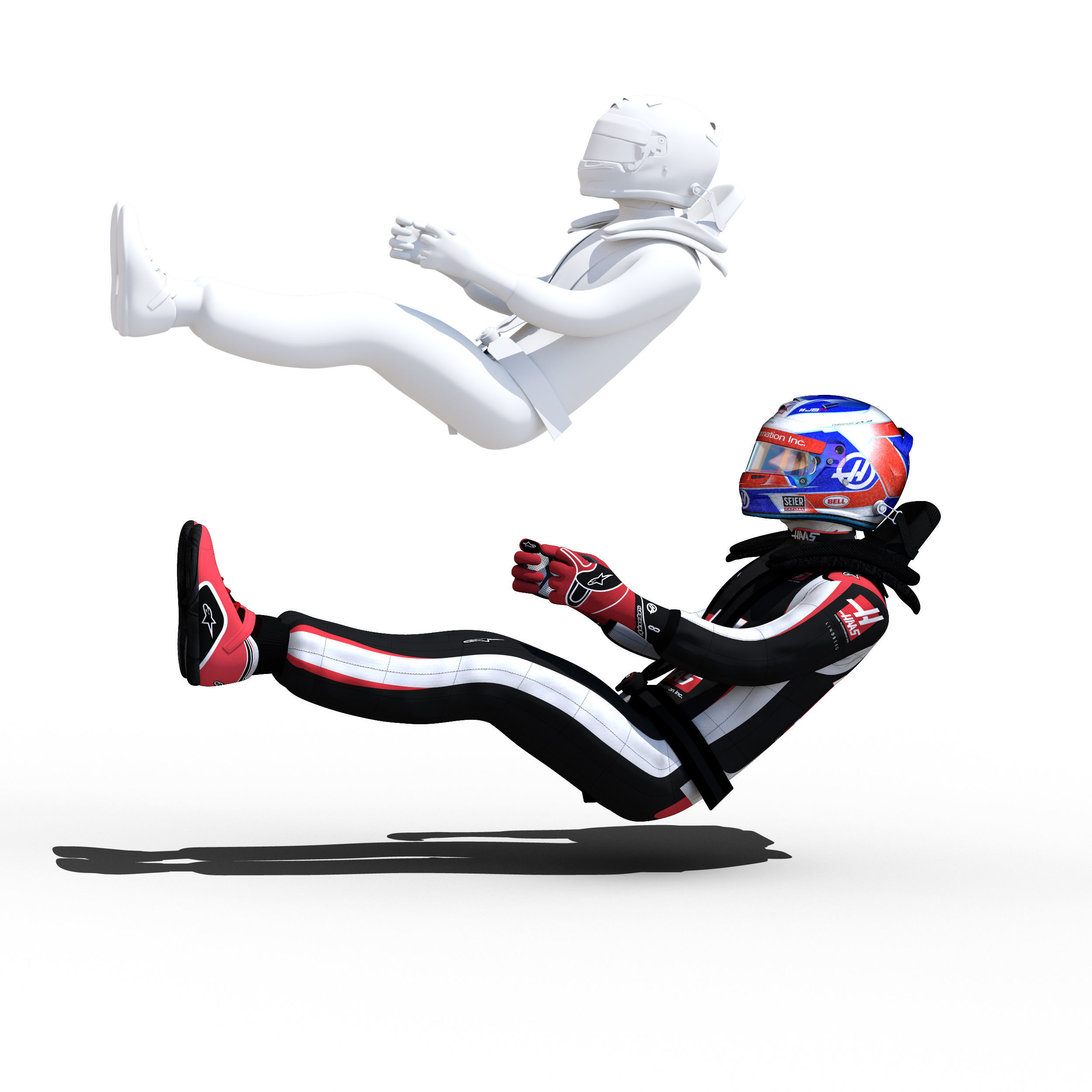 Romain Grosjean 2018 Low-poly 3D model_2