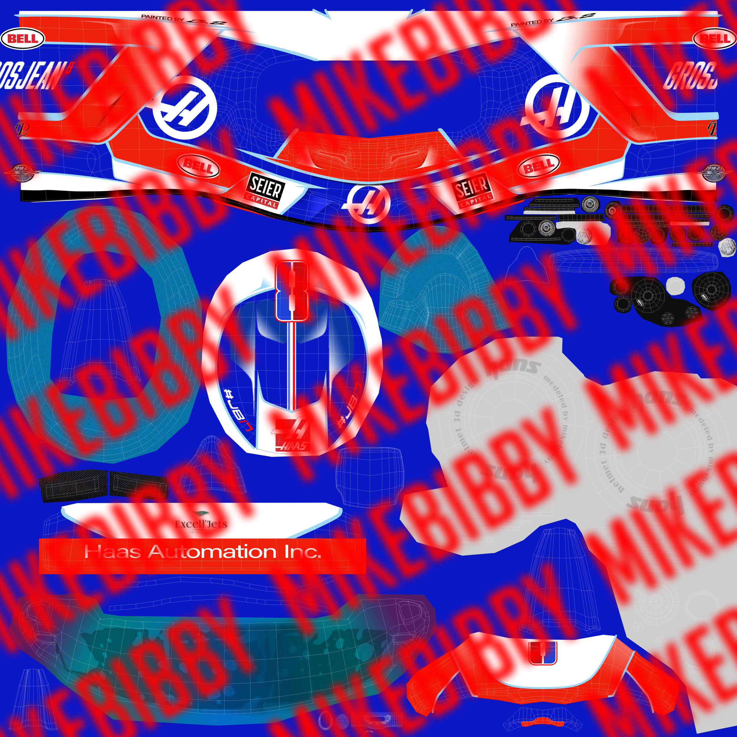 Romain Grosjean 2018 Low-poly 3D model_13