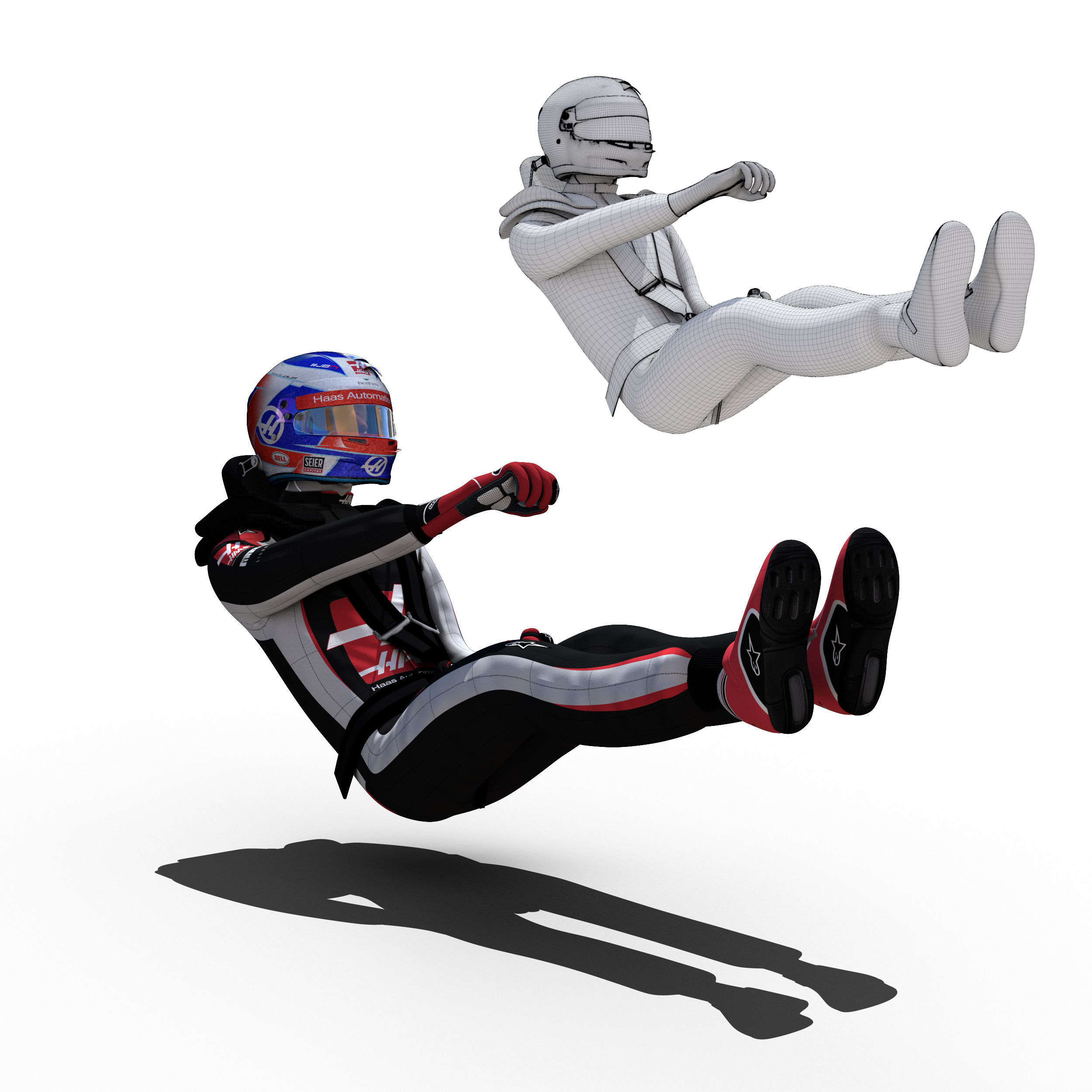 Romain Grosjean 2018 Low-poly 3D model_4