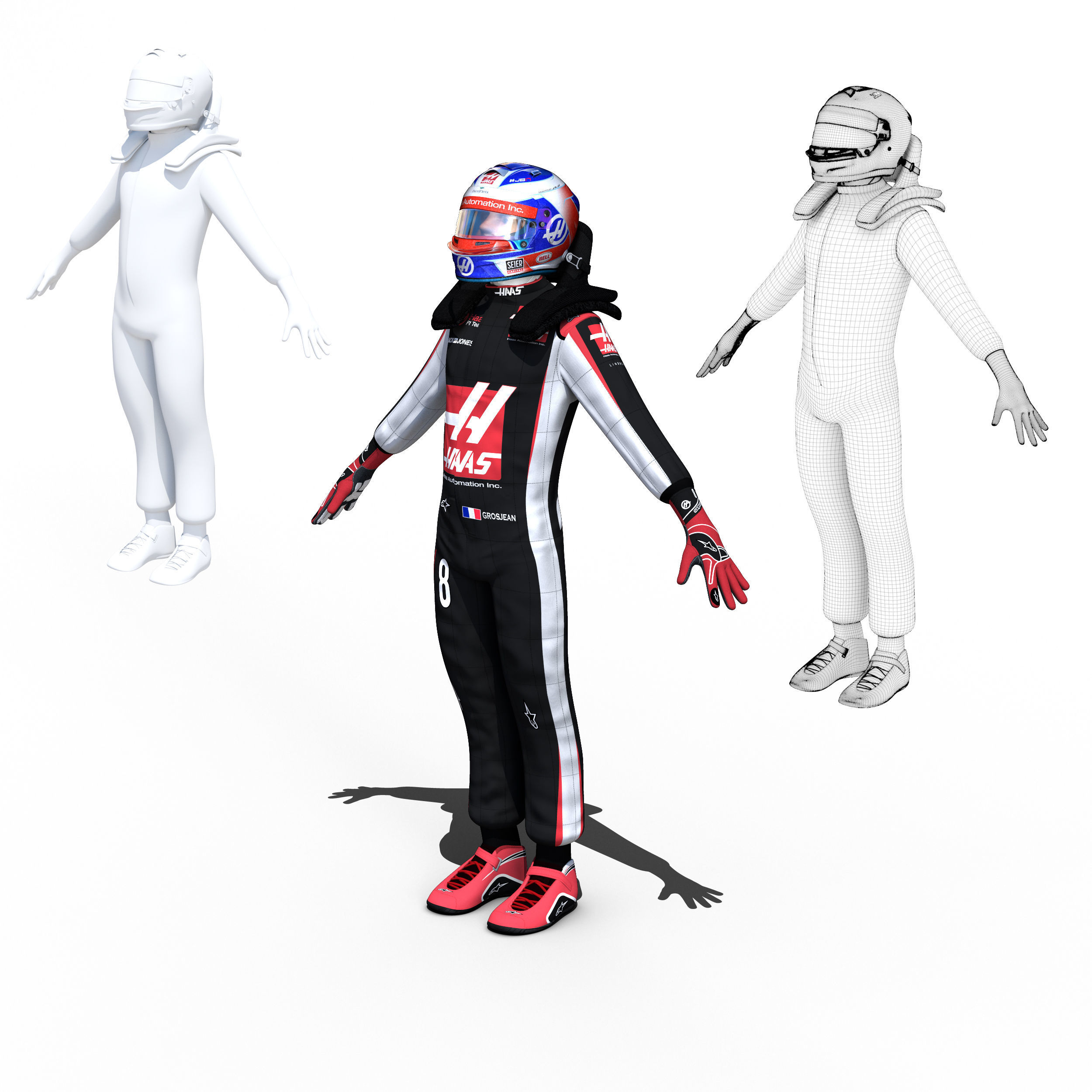 Romain Grosjean 2018 Low-poly 3D model_6