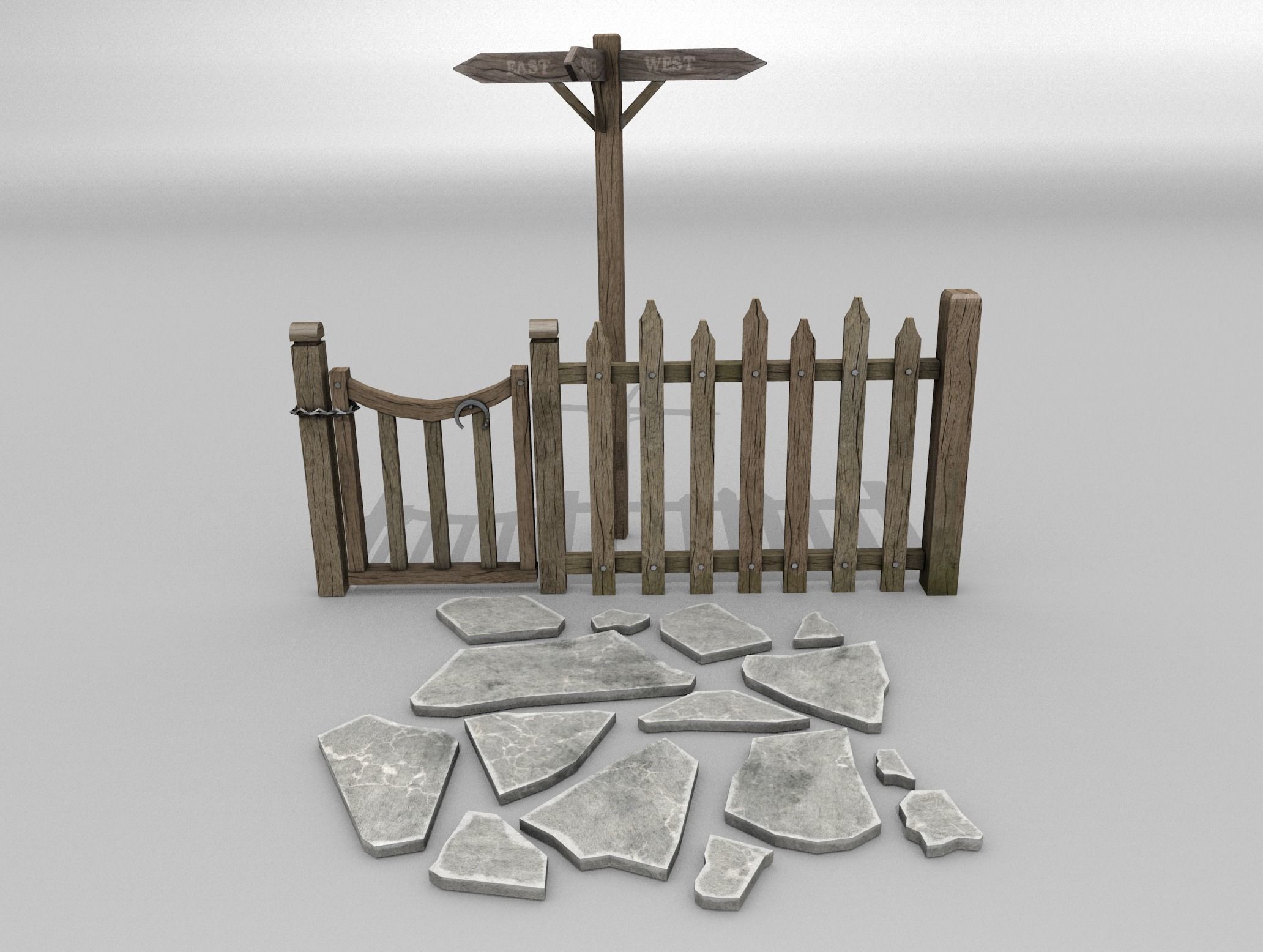 Village Props Low-poly 3D model_4