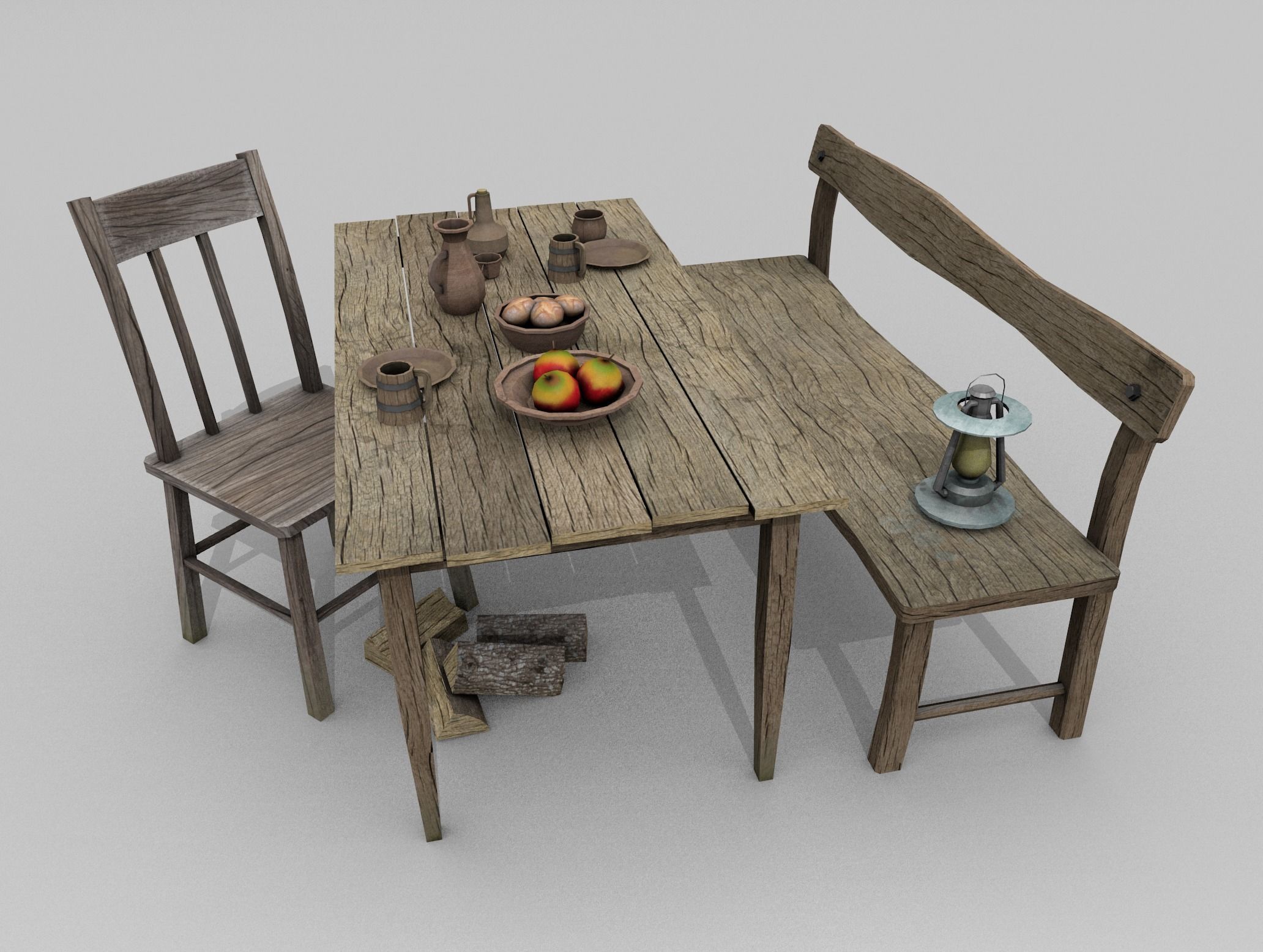 Village Props Low-poly 3D model_10