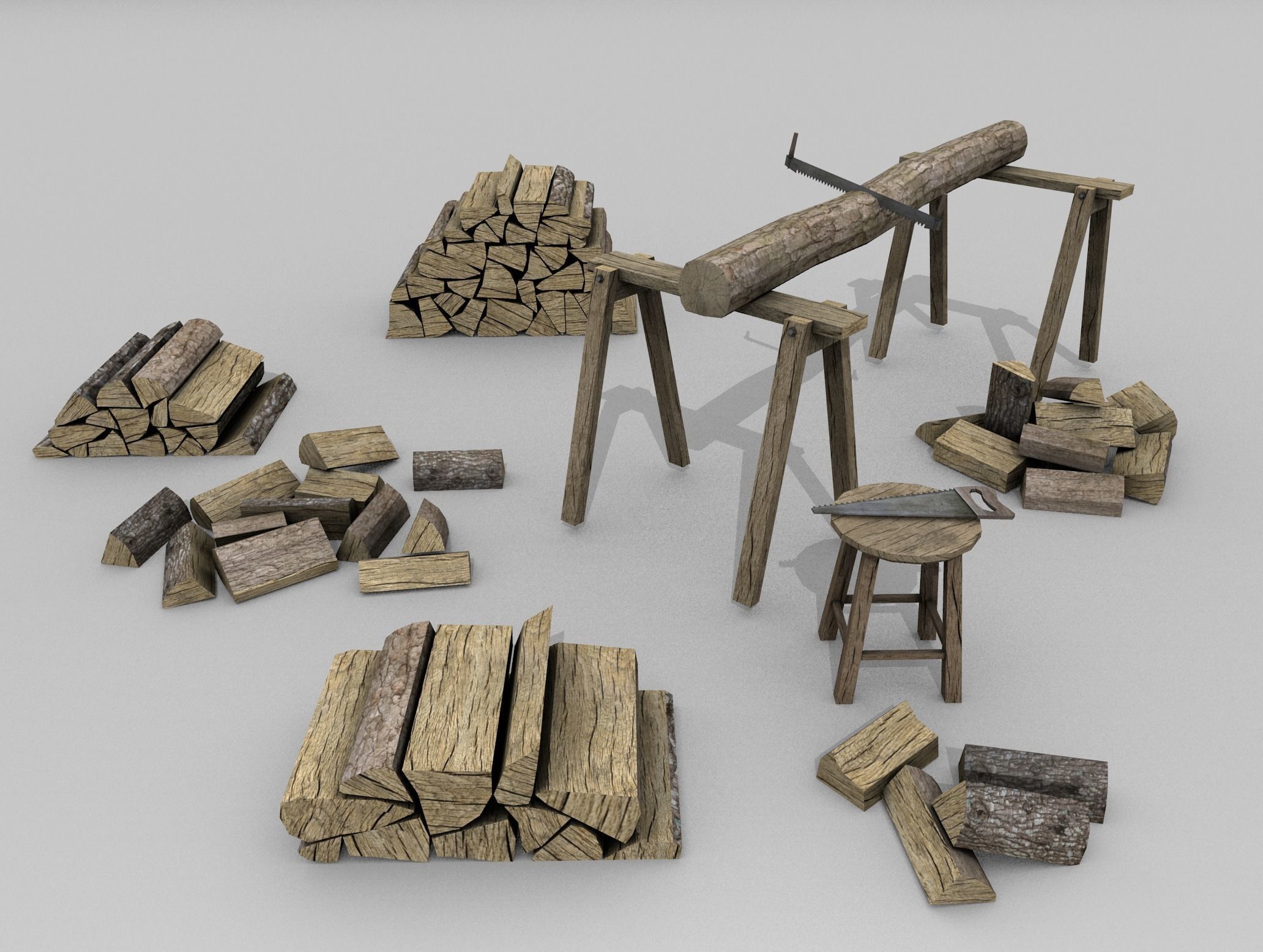 Village Props Low-poly 3D model_2