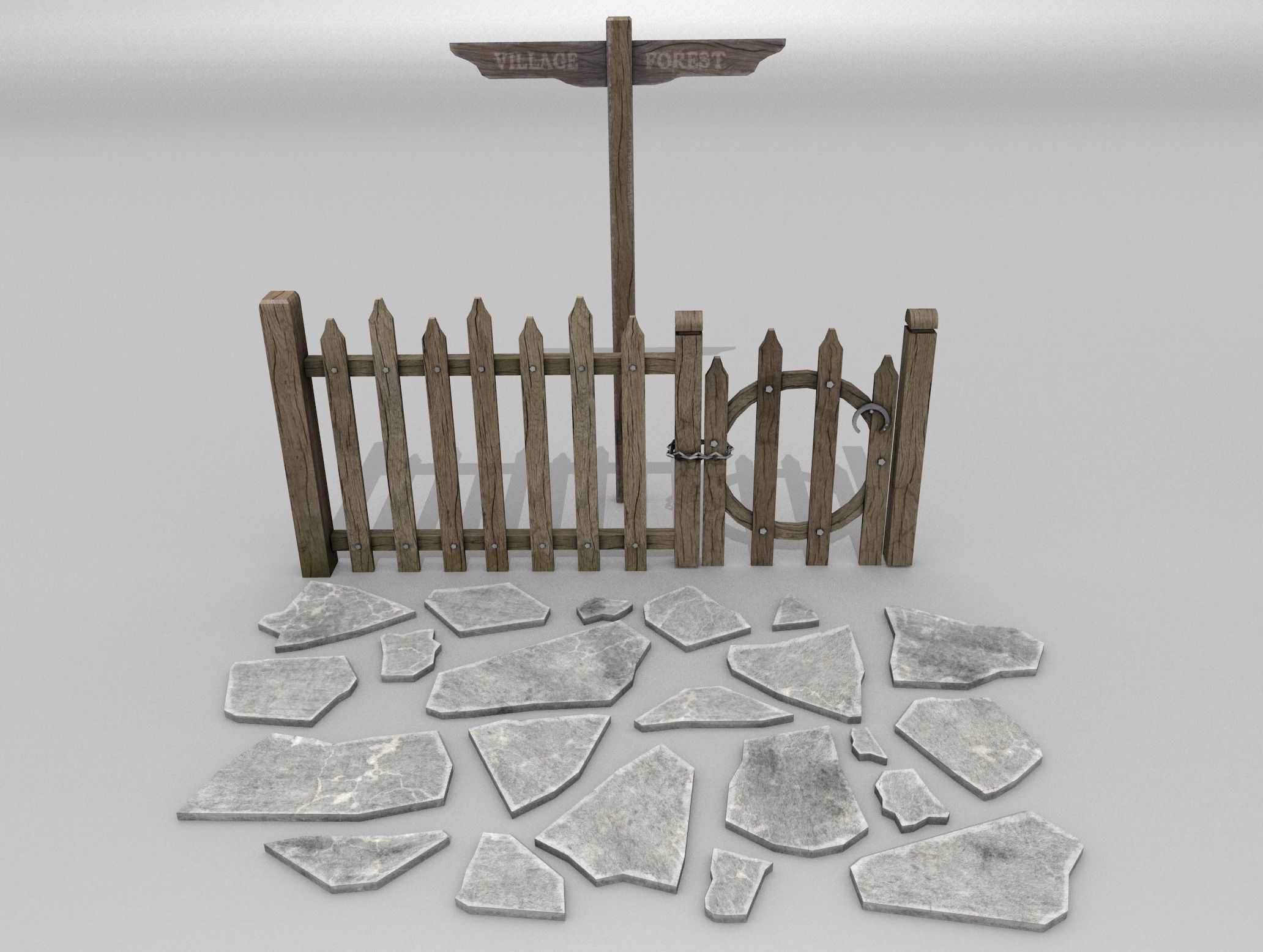 Village Props Low-poly 3D model_3