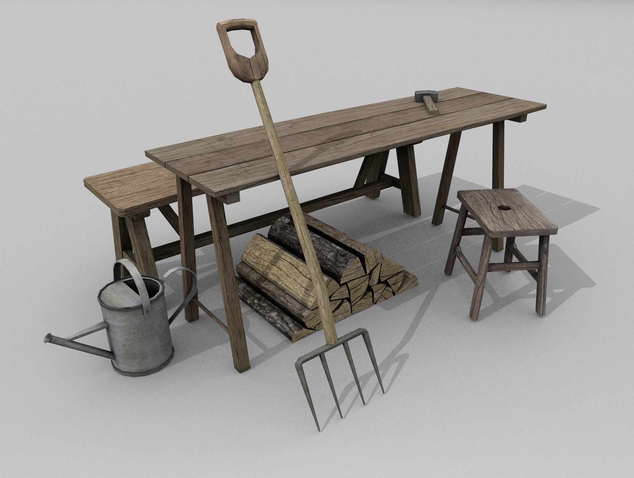 Village Props Low-poly 3D model_13