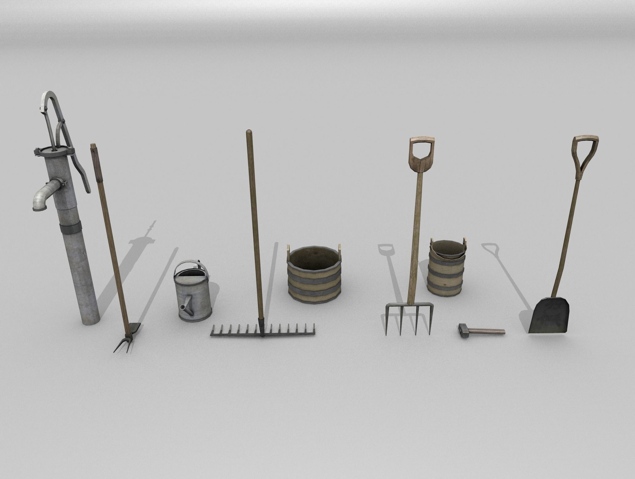 Village Props Low-poly 3D model_7
