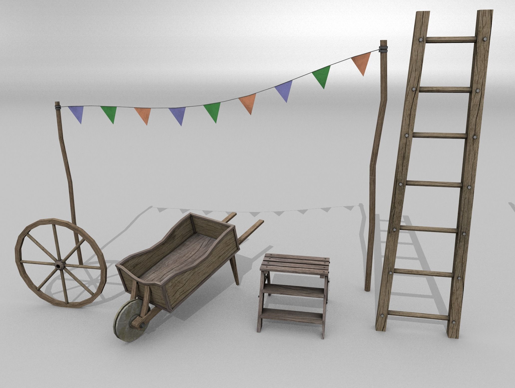 Village Props Low-poly 3D model_8