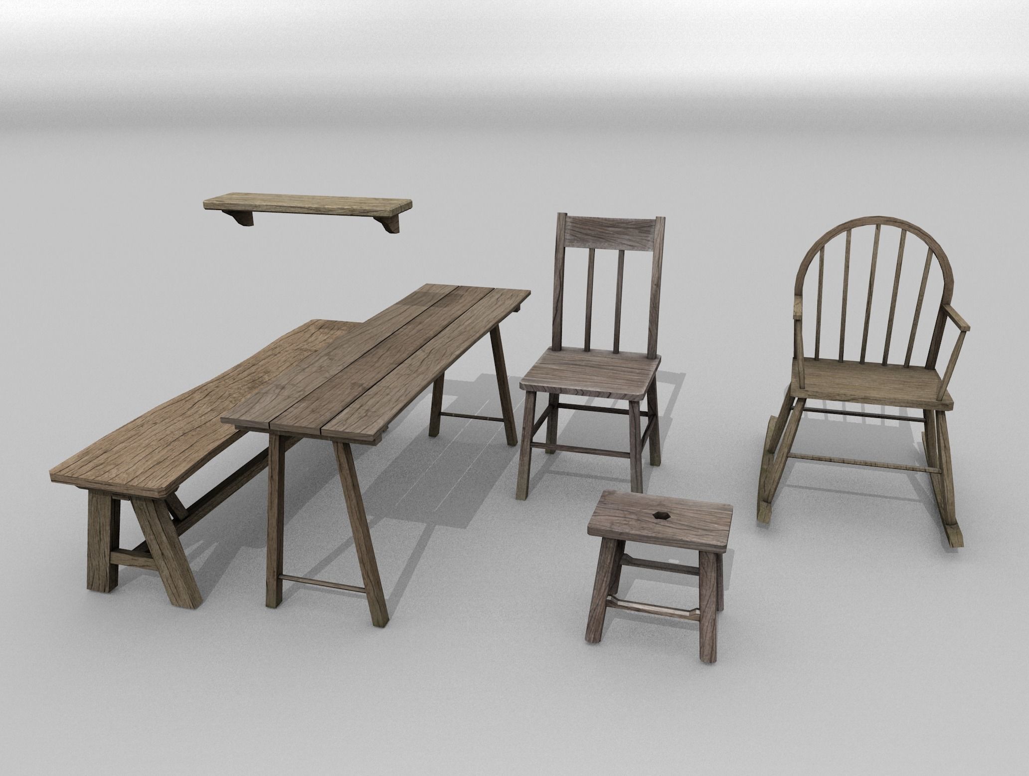 Village Props Low-poly 3D model_5