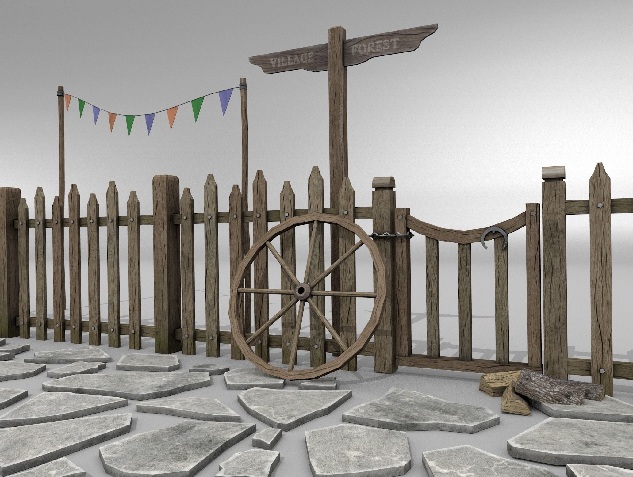 Village Props Low-poly 3D model_12