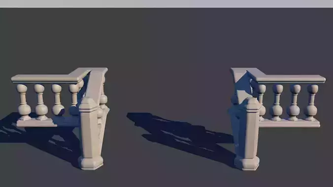 Handrail staircase with railings 3D model