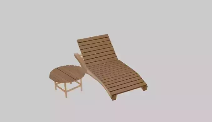 swimming pool chair with table 3D