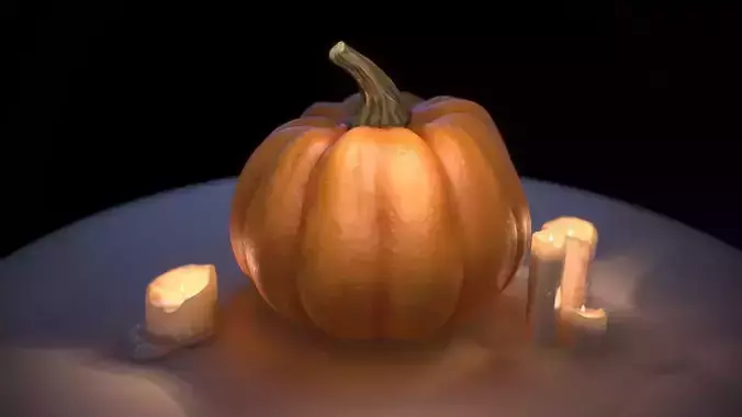 Festive Pumpkin with candles Halloween set  PBR prepared