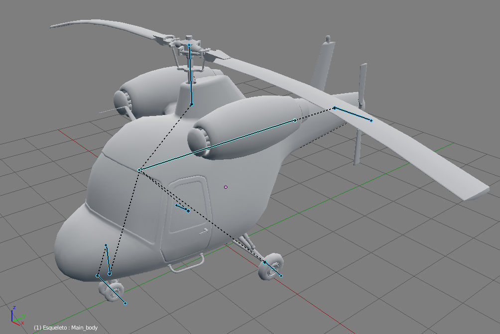 Rigged low poly cartoon helicopter Low-poly 3D model_9