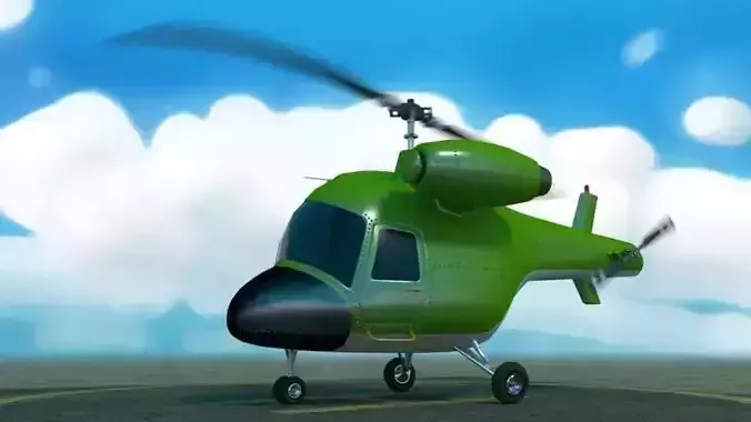 Rigged low poly cartoon helicopter Low-poly 3D model