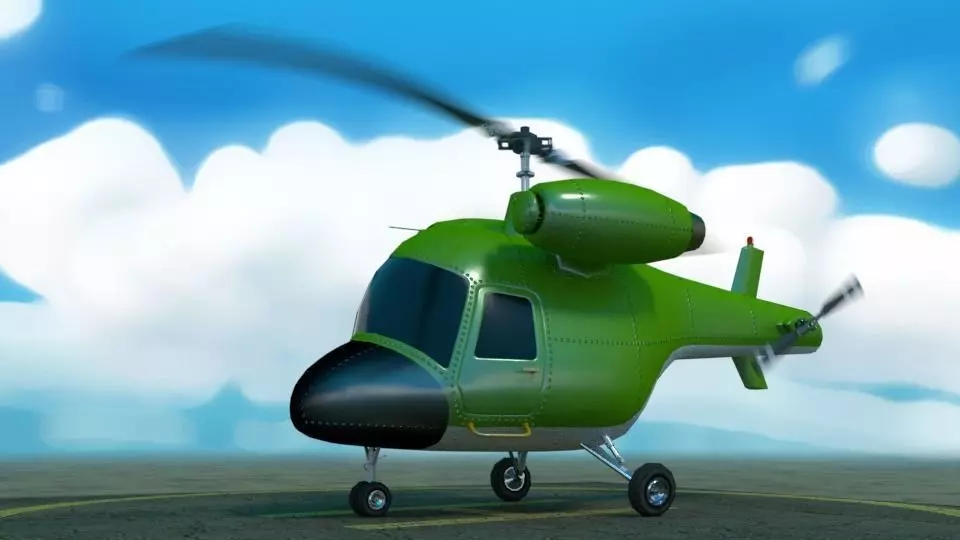 Rigged low poly cartoon helicopter Low-poly 3D model_0