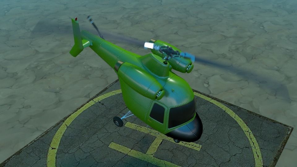 Rigged low poly cartoon helicopter Low-poly 3D model_3