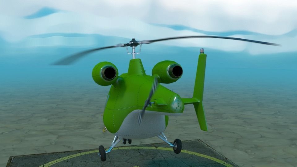 Rigged low poly cartoon helicopter Low-poly 3D model_4