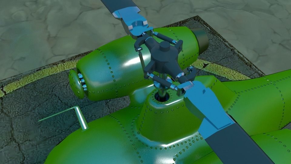 Rigged low poly cartoon helicopter Low-poly 3D model_6