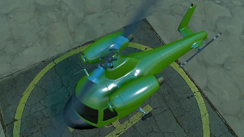 Rigged low poly cartoon helicopter Low-poly 3D model_5