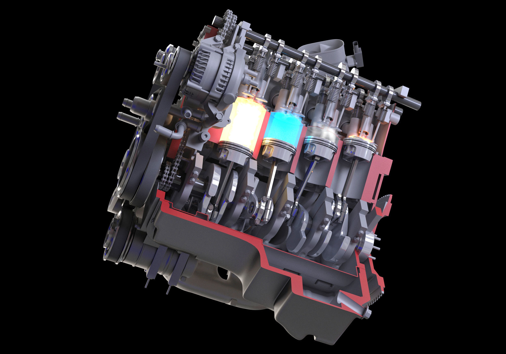 How Engine Ignition Works Cutaway Animation 3D model_11