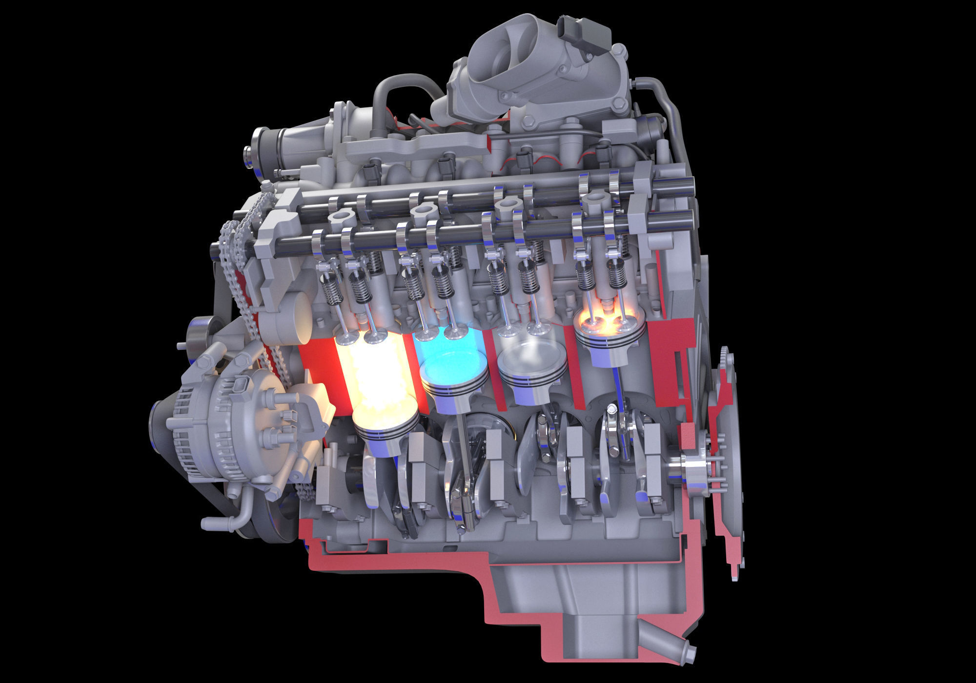 How Engine Ignition Works Cutaway Animation 3D model_7