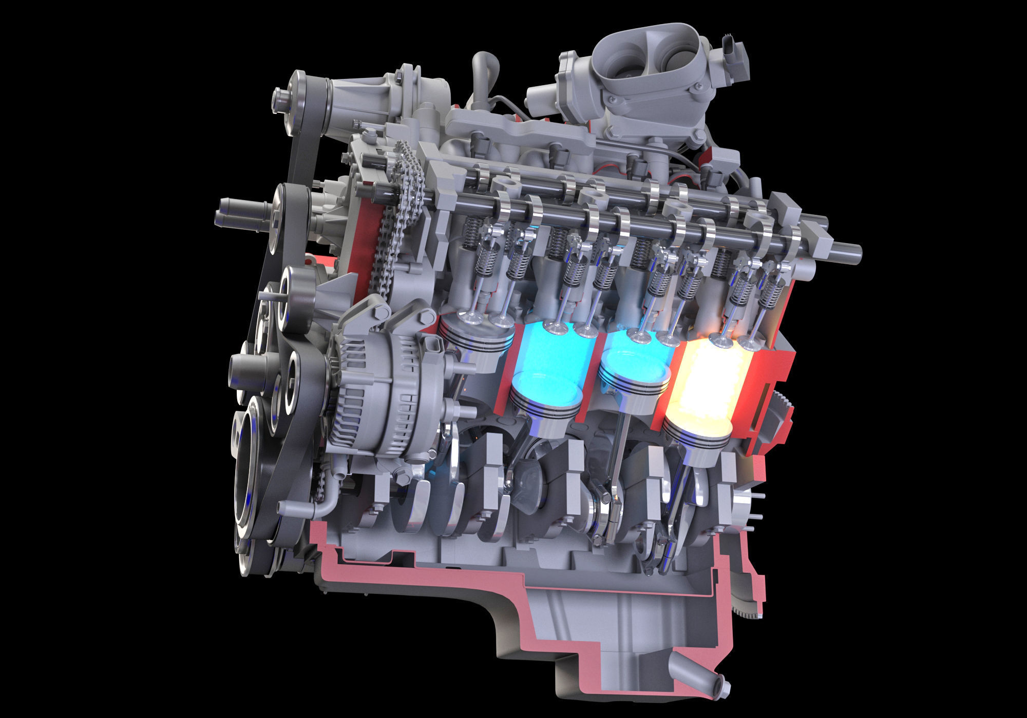 How Engine Ignition Works Cutaway Animation 3D model_3