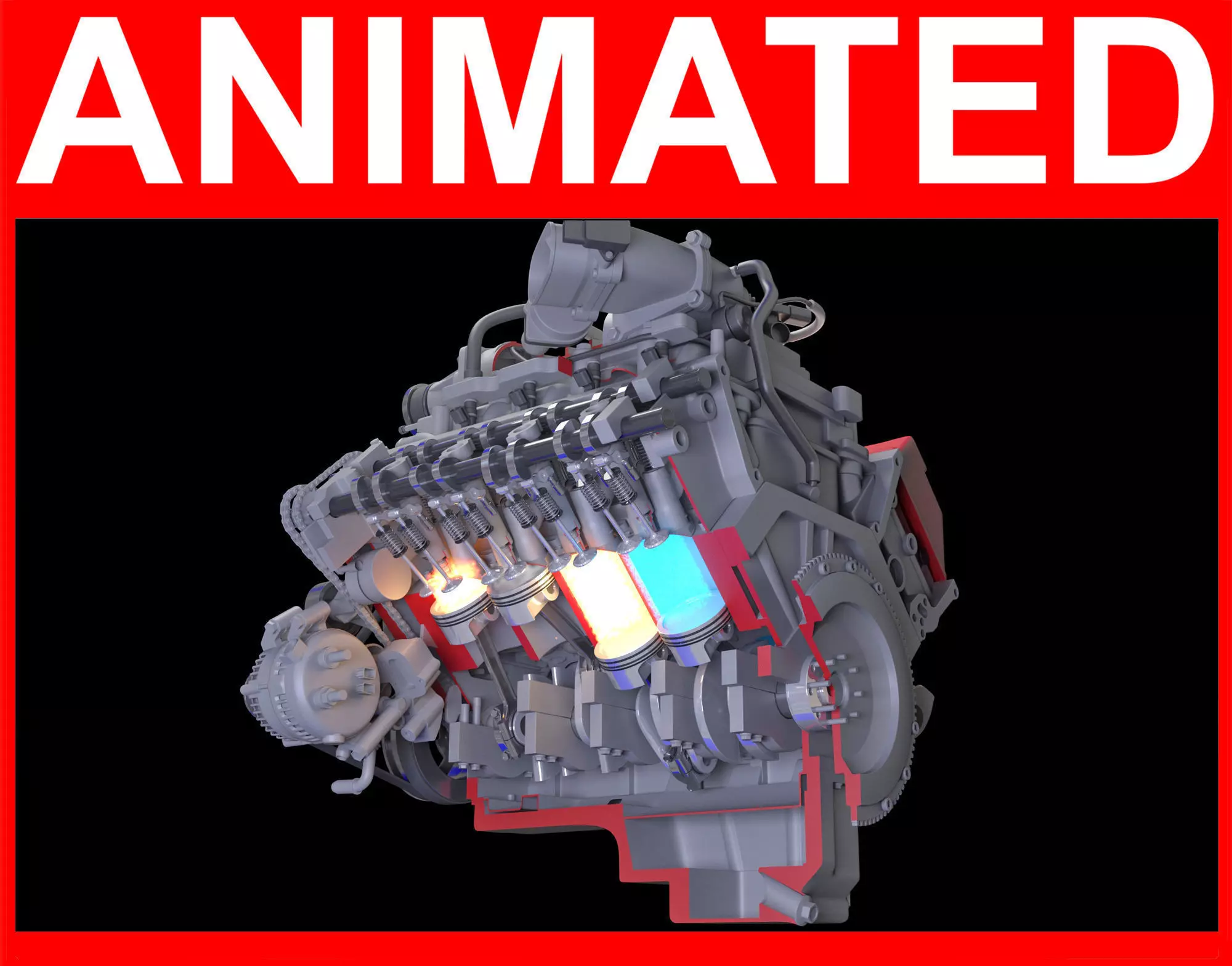 How Engine Ignition Works Cutaway Animation 3D model_0