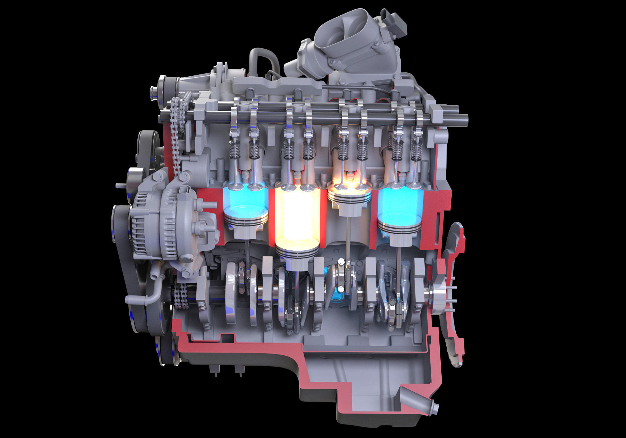 How Engine Ignition Works Cutaway Animation 3D model_5