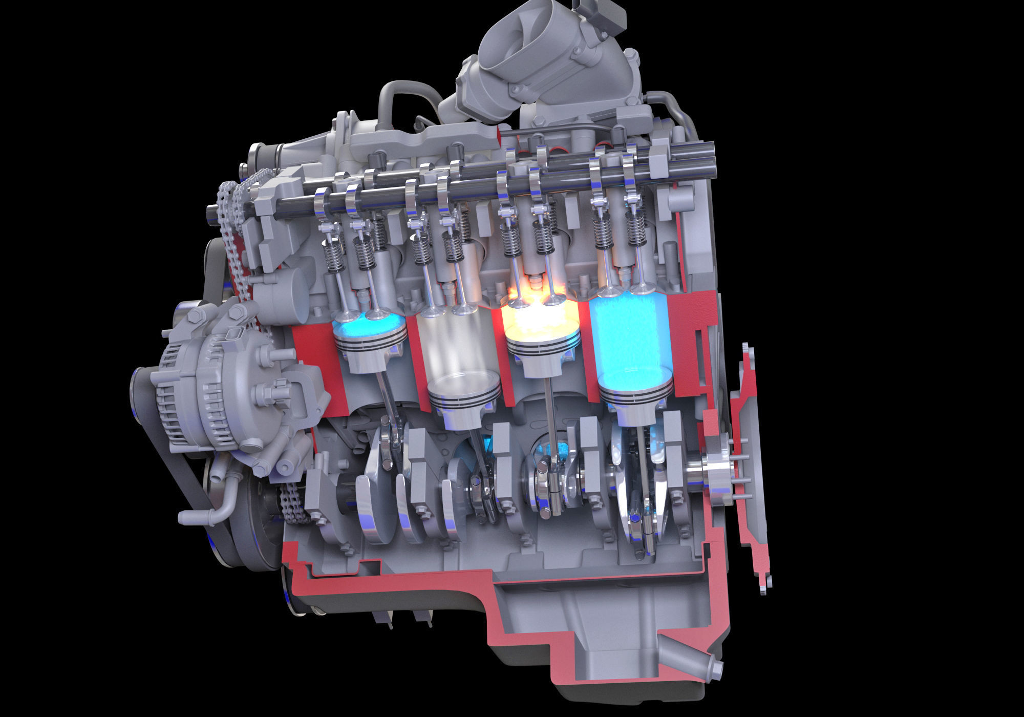 How Engine Ignition Works Cutaway Animation 3D model_9