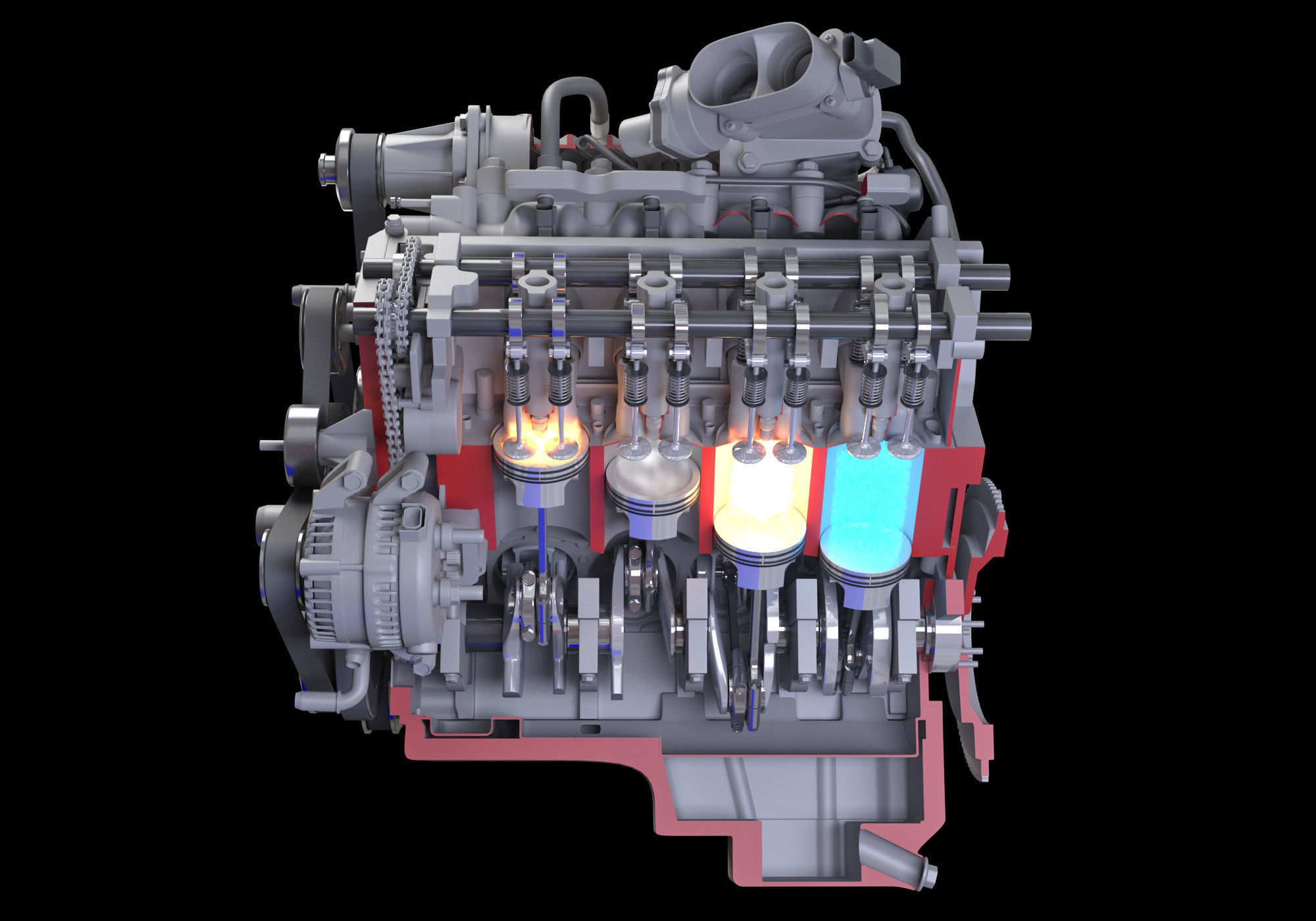 How Engine Ignition Works Cutaway Animation 3D model_4