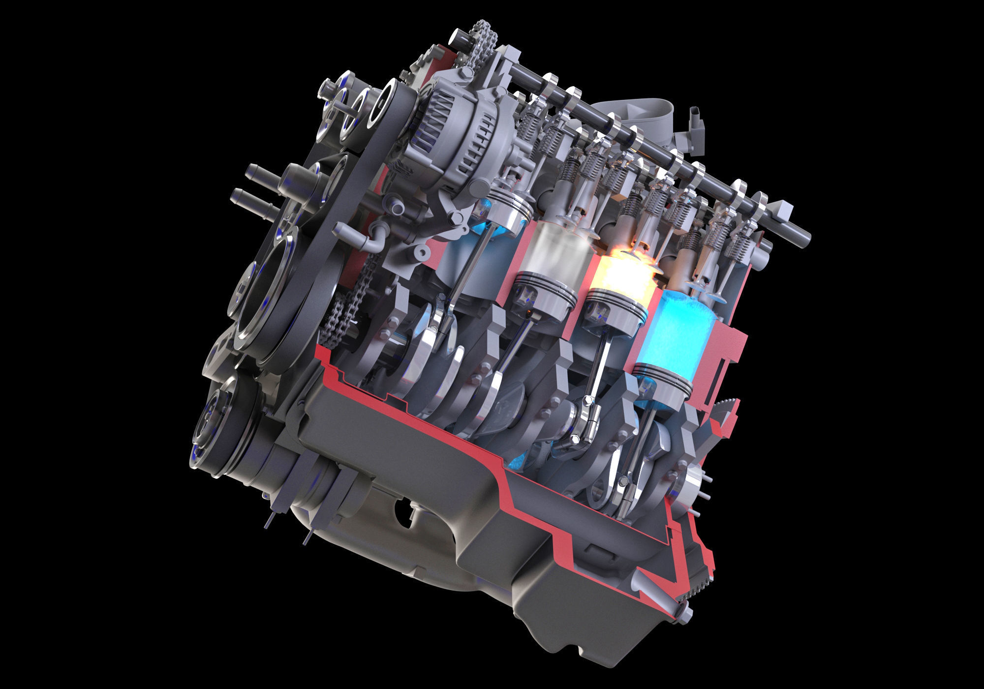 How Engine Ignition Works Cutaway Animation 3D model_14