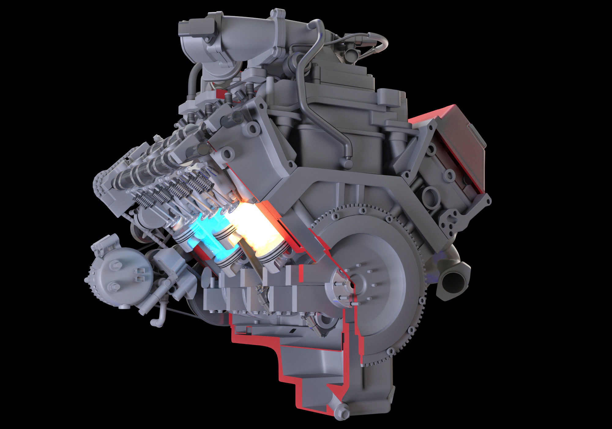 How Engine Ignition Works Cutaway Animation 3D model_13